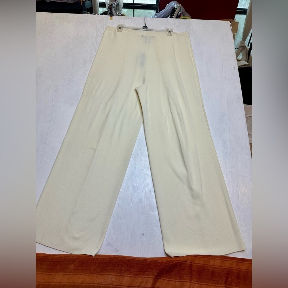 Grace Golden Lady Wide Leg Knit Pants Ivory Pull On Lounge XL NWT Rayon Blend - Picture 3 of 14
